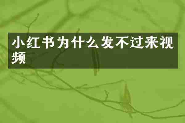 小红书为什么发不过来视频