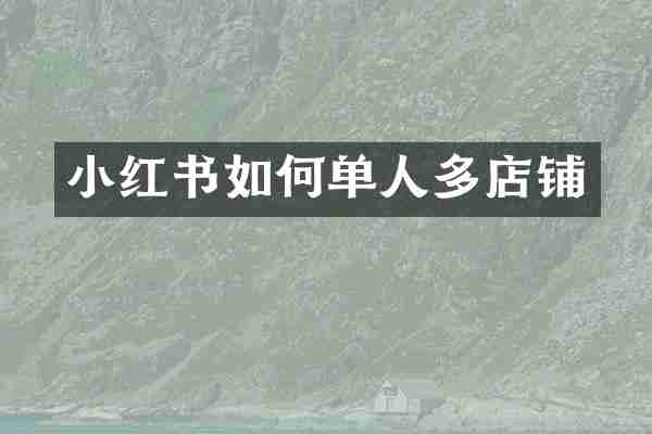 小红书如何单人多店铺