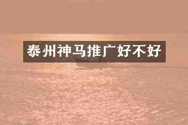 泰州神马推广好不好