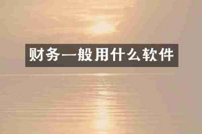 财务一般用什么软件