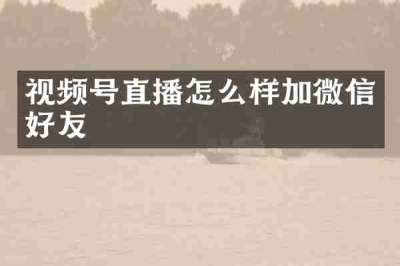 视频号直播怎么样加微信好友