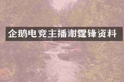 企鹅电竞主播谢霆锋资料