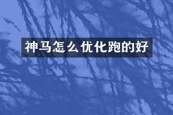 神马怎么优化跑的好