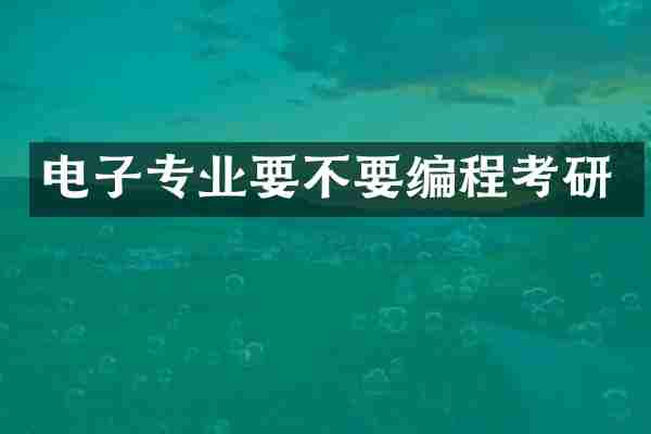 电子专业要不要编程考研