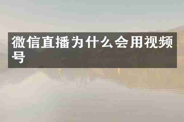 微信直播为什么会用视频号