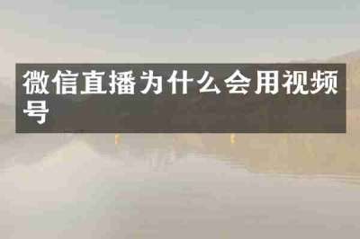 微信直播为什么会用视频号