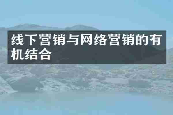 线下营销与网络营销的有机结合