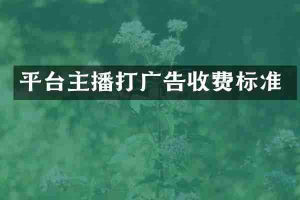 平台主播打广告收费标准