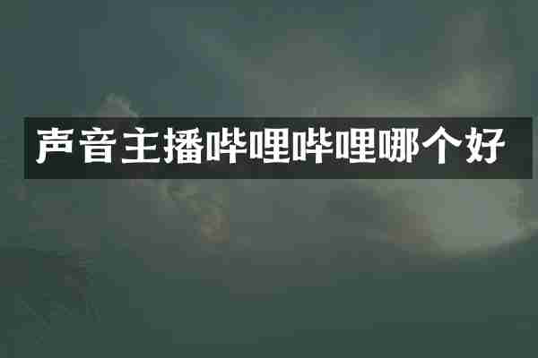 声音主播哔哩哔哩哪个好
