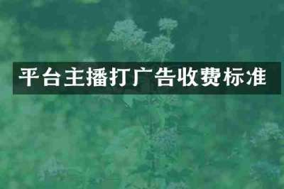 平台主播打广告收费标准