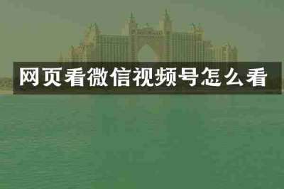 网页看微信视频号怎么看