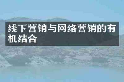 线下营销与网络营销的有机结合