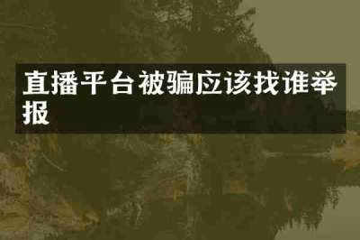 直播平台被骗应该找谁举报