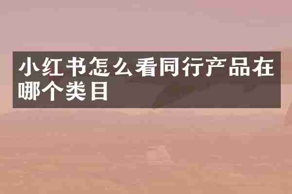 小红书怎么看同行产品在哪个类目