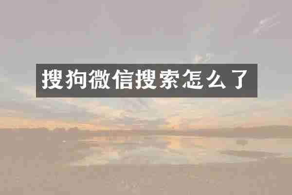 搜狗微信搜索怎么了