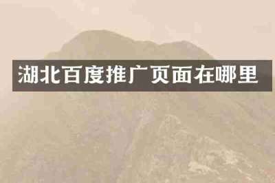 湖北百度推广页面在哪里