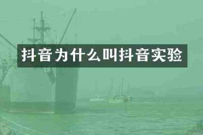 抖音为什么叫抖音实验