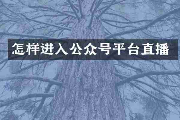 怎样进入公众号平台直播