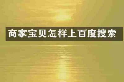商家宝贝怎样上百度搜索
