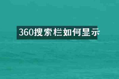 360搜索栏如何显示