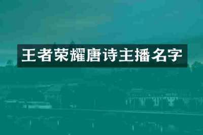 王者荣耀唐诗主播名字