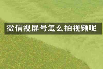 微信视屏号怎么拍视频呢