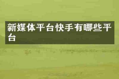 新媒体平台快手有哪些平台