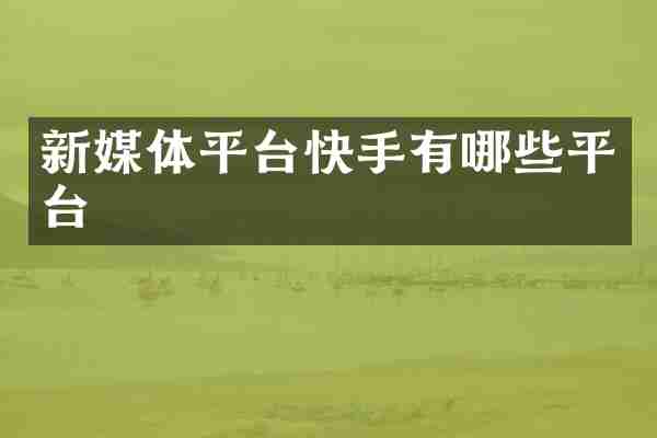 新媒体平台快手有哪些平台