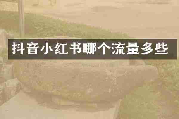 抖音小红书哪个流量多些