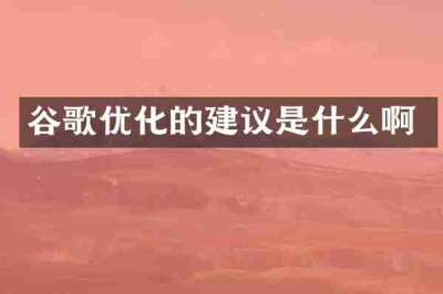 谷歌优化的建议是什么啊