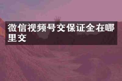 微信视频号交保证金在哪里交