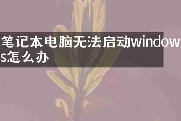 笔记本电脑无法启动windows怎么办
