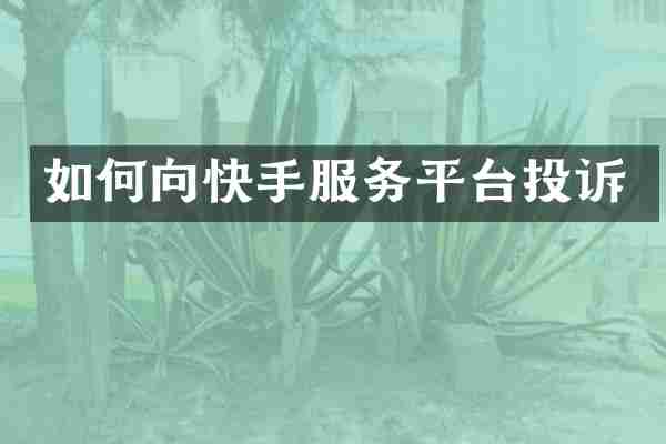 如何向快手服务平台投诉