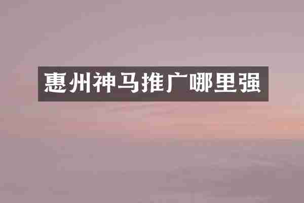惠州神马推广哪里强