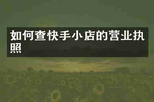 如何查快手小店的营业执照