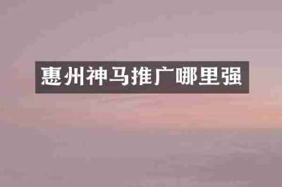 惠州神马推广哪里强