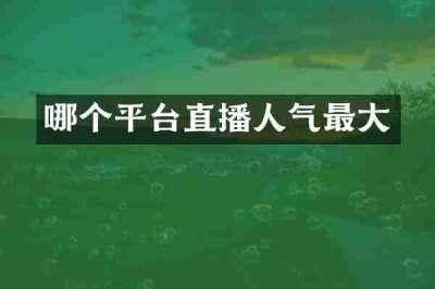 哪个平台直播人气最大