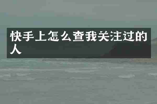 快手上怎么查我关注过的人