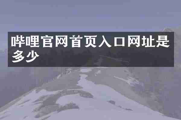 哔哩官网首页入口网址是多少