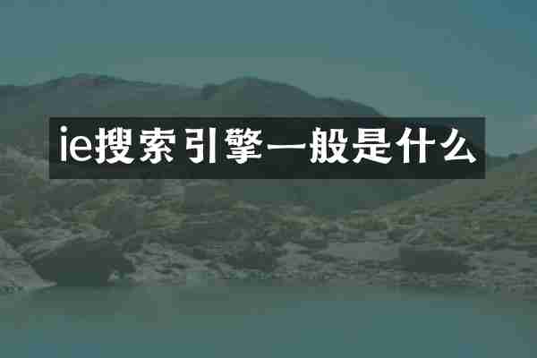 ie搜索引擎一般是什么