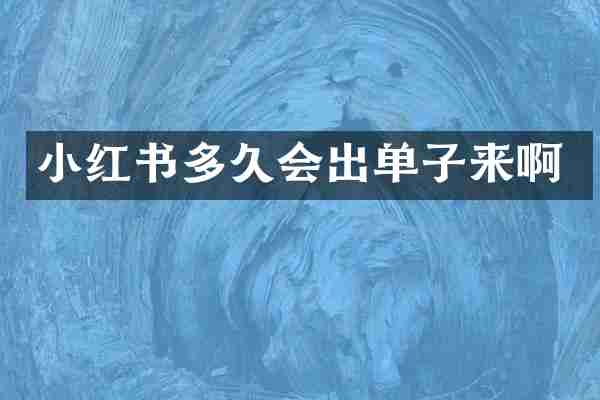 小红书多久会出单子来啊