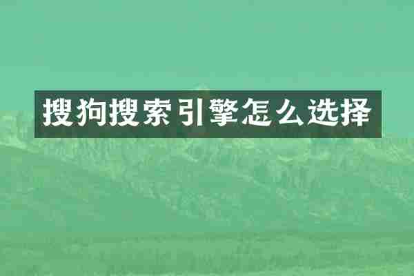 搜狗搜索引擎怎么选择