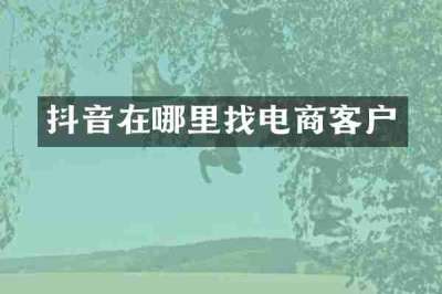 抖音在哪里找电商客户