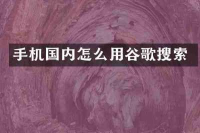 手机国内怎么用谷歌搜索