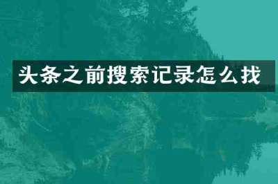头条之前搜索记录怎么找