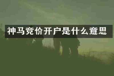 神马竞价开户是什么意思