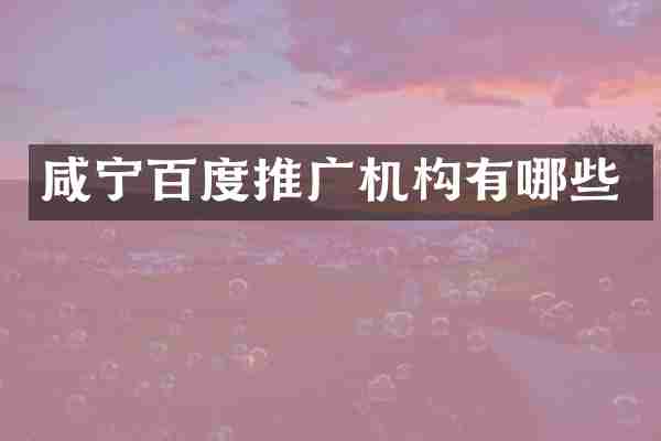 咸宁百度推广机构有哪些