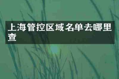 上海管控区域名单去哪里查