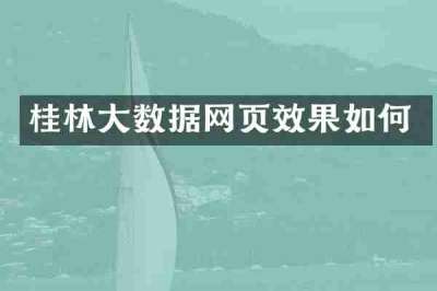 桂林大数据网页效果如何