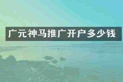 广元神马推广开户多少钱